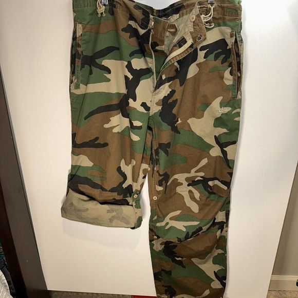 Men’s XL Nike Y2k Camo Skate Hiking Pants Drawstring Convertible Pants VTG RARE - Picture 8 of 15